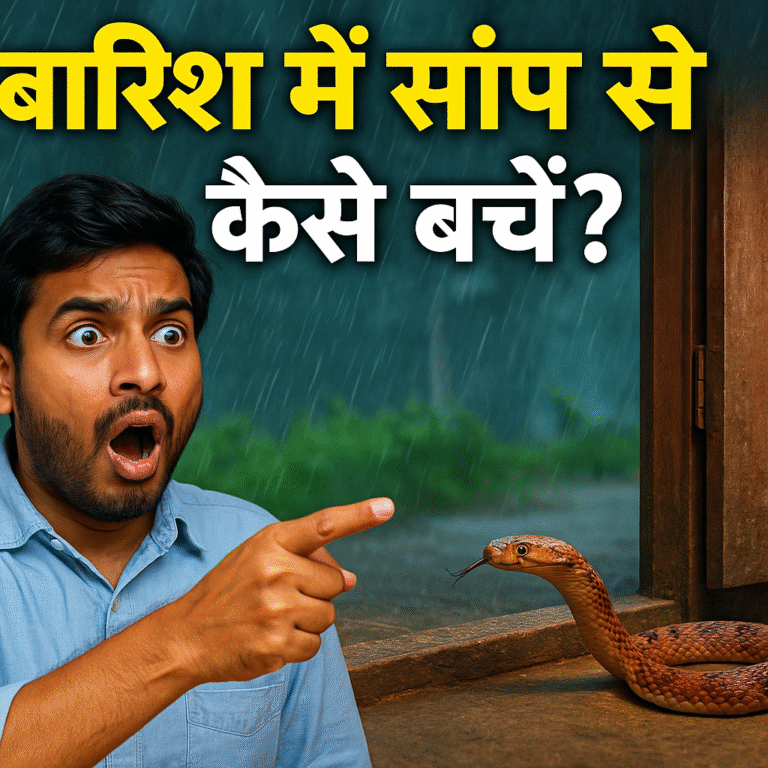 सांप की ओर देखते हुए आदमीं